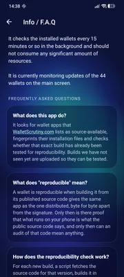 Info and FAQ: what the app does, what reproducible means and how the check works